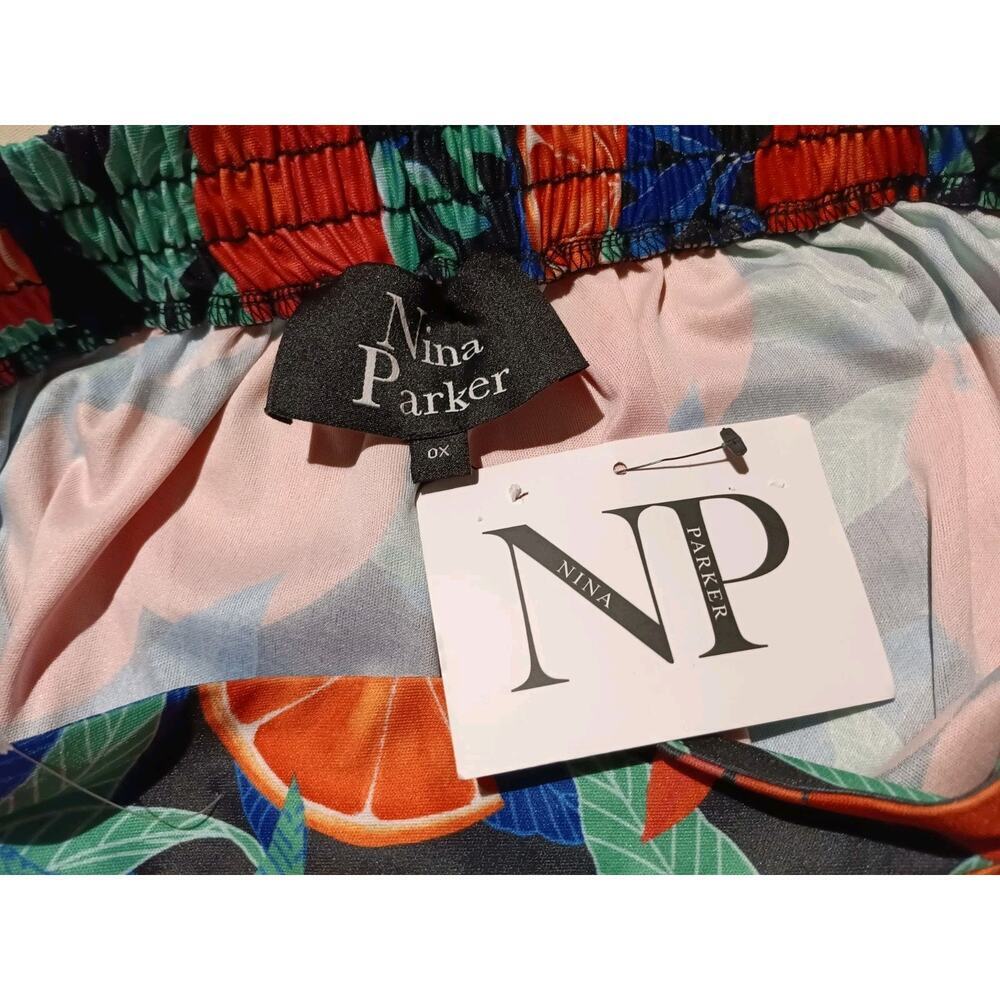 Nina Parker Women’s Plus Size Orange Printed Shorts Tropical Fruit 0X NWT Vaca - Picture 3 of 3